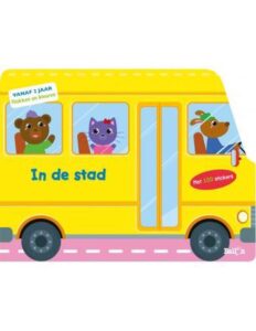In de stad – Plak- en kleurboek – Voor kinderen vanaf 2 jaar