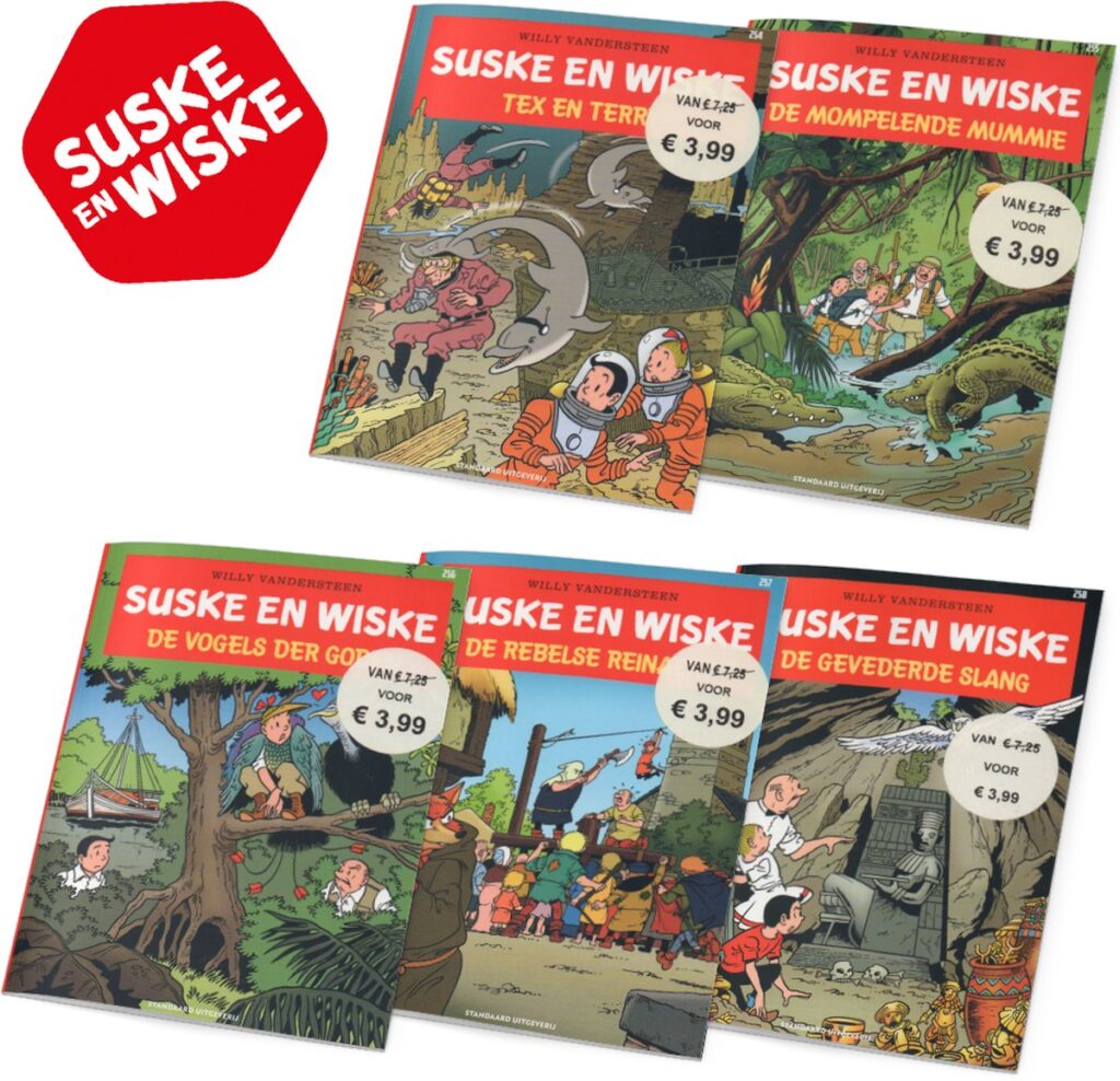 Suske en Wiske - Voordeelbundel van 5 Suske en Wiske stripboeken - Nummers: 254, 255, 256, 257 en 258 - Stripboeken voor kinderen en volwassenen