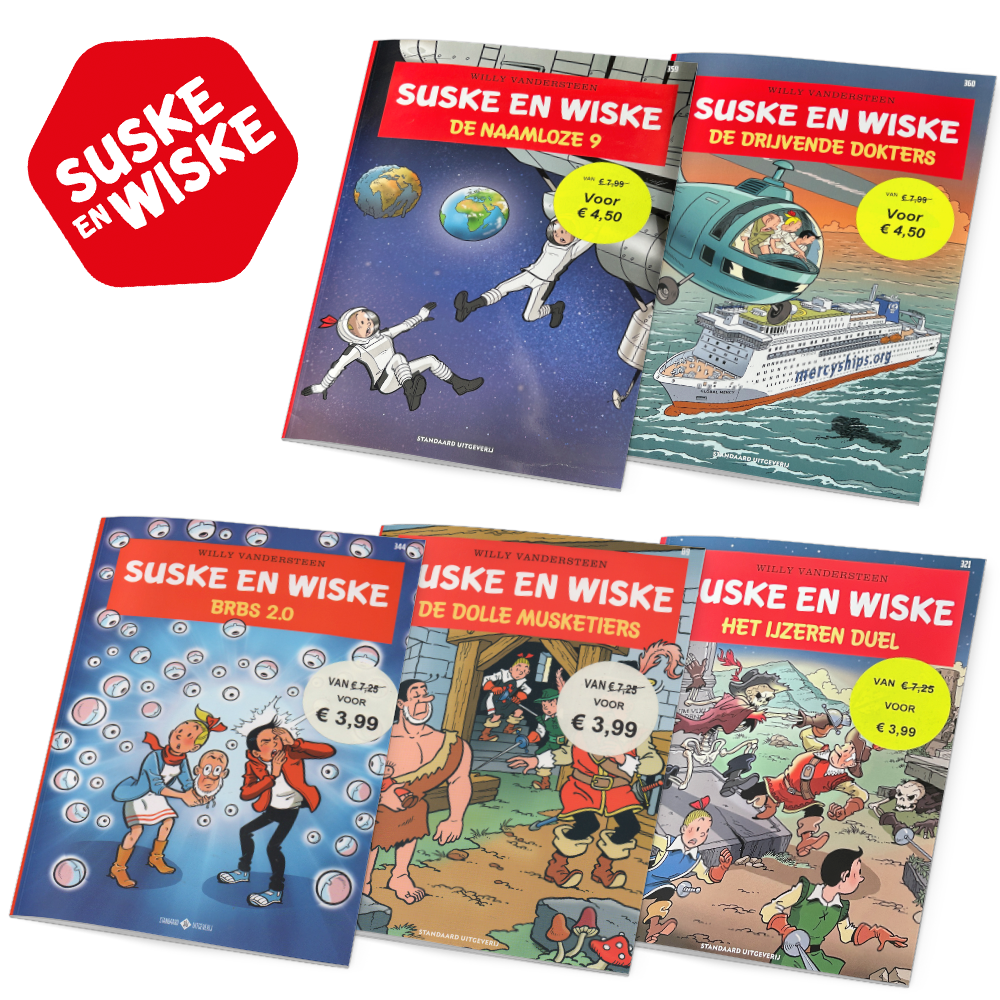 Suske en Wiske - Voordeelbundel van 5 Suske en Wiske stripboeken - Nummers: 89, 321, 344, 359 en 360