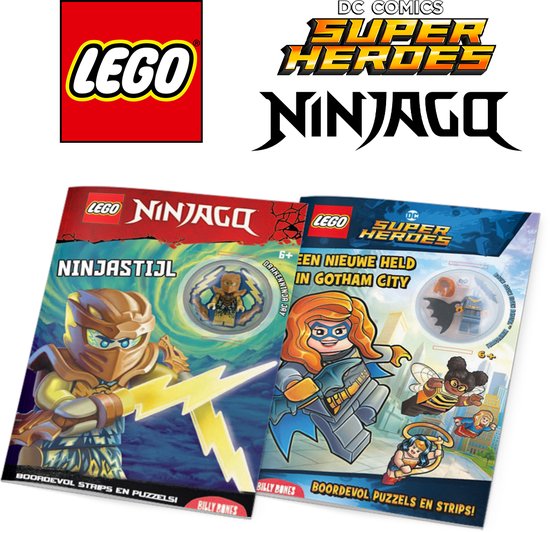 LEGO Ninjago + Super Heroes - Vakantieboek voor kinderen Voordeelbundel - 2 vakantie doeboeken met Batman en Ninjago poppetje - 6+ jaar