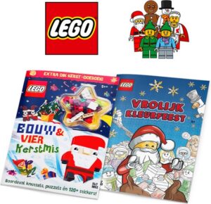 LEGO Kerstmis voordeelbundel - 2 LEGO boeken met bouwstenen en stickers - Extra dik Kerst-doeboek + LEGO Kleurboek - Vanaf 4 jaar en 5 jaar, leuk tot 12 jaar