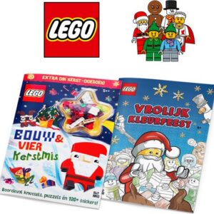 LEGO Kerstmis voordeelbundel - 2 LEGO boeken met bouwstenen en stickers - Extra dik Kerst-doeboek + LEGO Kleurboek - Vanaf 4 jaar en 5 jaar, leuk tot 12 jaar