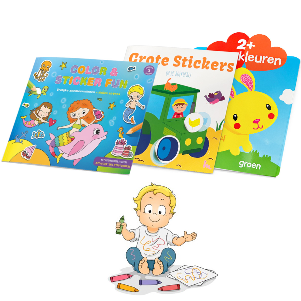 3 kleurboeken / stickerboeken voordeelpakket 2-3 jaar
