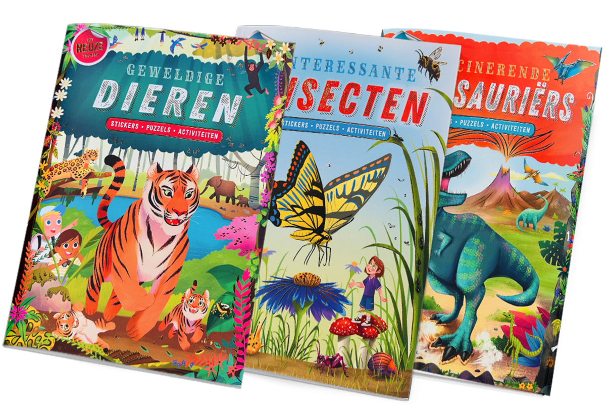 3 stickerboeken met reuze stickers