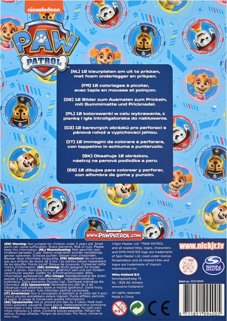 Prikblok PAW Patrol - Uitdrukplaatjes met Prikblok en Prikpen
